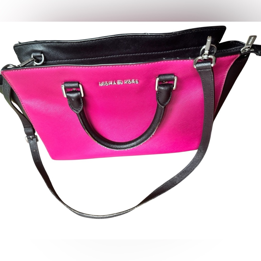 Michael Kors Fuchsia and Black Satchel - Picture 13 of 16